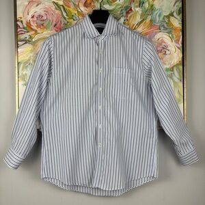 Nordstrom Men’s Shop Blue Stripe Button Down Shirt 15.5 32 Wrinkle Free